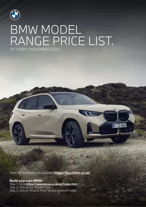 BMW catalogue in Roodepoort | BMW Price List. | 2024-10-07T00:00:00+02:00 - 2025-10-07T23:59:00+02:00