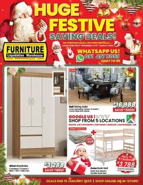 Furniture Liquidation Warehouse catalogue | Huge Sale Furniture Liquidation Warehouse | 2024-12-04T00:00:00+02:00 - 2025-01-18T23:59:00+02:00