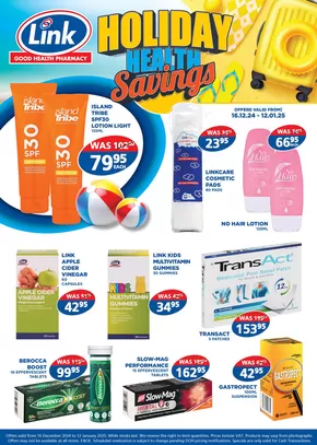 Link Pharmacy catalogue in Knysna | Holiday Health Savings | 2024-12-16T00:00:00+02:00 - 2025-01-12T23:59:00+02:00