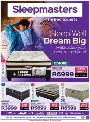 Sleepmasters catalogue in Thaba 'Nchu | Sleepmasters January Sale | 2024-12-26T00:00:00+02:00 - 2025-01-19T23:59:00+02:00