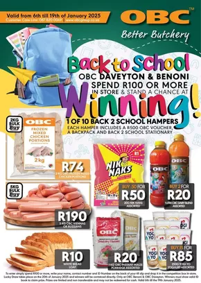 OBC Meat & Chicken catalogue in Vryburg | OBC Meat & Chicken weekly specials | 2025-01-03T00:00:00+02:00 - 2025-01-19T23:59:00+02:00