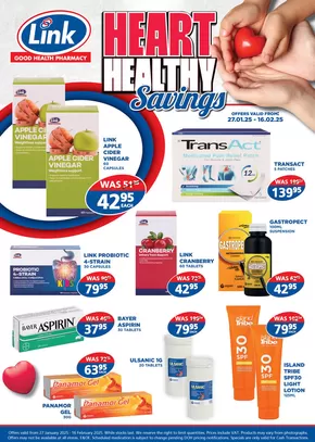 Link Pharmacy catalogue in Mafikeng | Heartn Health Savings. | 2025-01-28T00:00:00.000Z - 2025-02-16T00:00:00.000Z