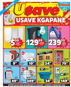 Usave catalogue in Letsitele | Usave weekly specials | 2025-01-29T00:00:00.000Z - 2025-02-09T00:00:00.000Z