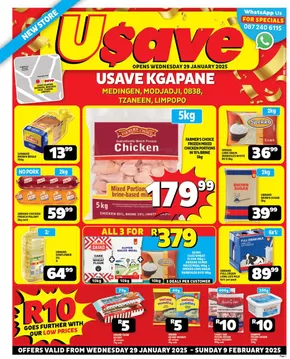 Usave catalogue in Graskop | Exclusive bargains | 2025-01-29T00:00:00.000Z - 2025-02-09T00:00:00.000Z