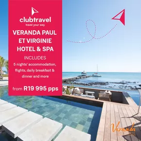 Club Travel catalogue in Stellenbosch | Spend five nights in Mauritius and save up to 20%! | 2025-01-29T00:00:00.000Z - 2025-03-28T00:00:00.000Z