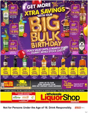 Shoprite LiquorShop catalogue | Great discounts on selected products | 2025-02-17T00:00:00.000Z - 2025-03-02T00:00:00.000Z