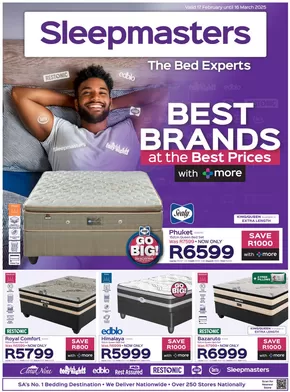 Sleepmasters catalogue in Giyani | Sleepmasters SALE | 2025-02-17T00:00:00.000Z - 2025-03-16T00:00:00.000Z