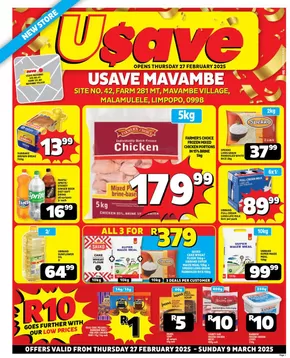 Usave catalogue in Rustenburg | Great offer for bargain hunters | 2025-02-27T00:00:00.000Z - 2025-03-09T00:00:00.000Z