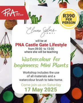 PNA catalogue in Pretoria | Watercolour workshop R390 per person | 2025-03-06T00:00:00.000Z - 2025-03-17T00:00:00.000Z