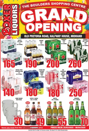 Boxer Liquors catalogue in Lanseria | Boxer Liquors Boulders Mall Liquor Grand Opening. | 2025-03-25T00:00:00.000Z - 2025-04-06T00:00:00.000Z